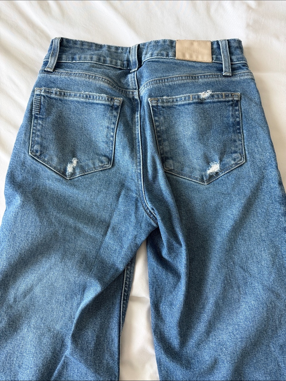 PAIGE Light Blue Wide-Leg Cuffed Jeans - Picture 4 of 5